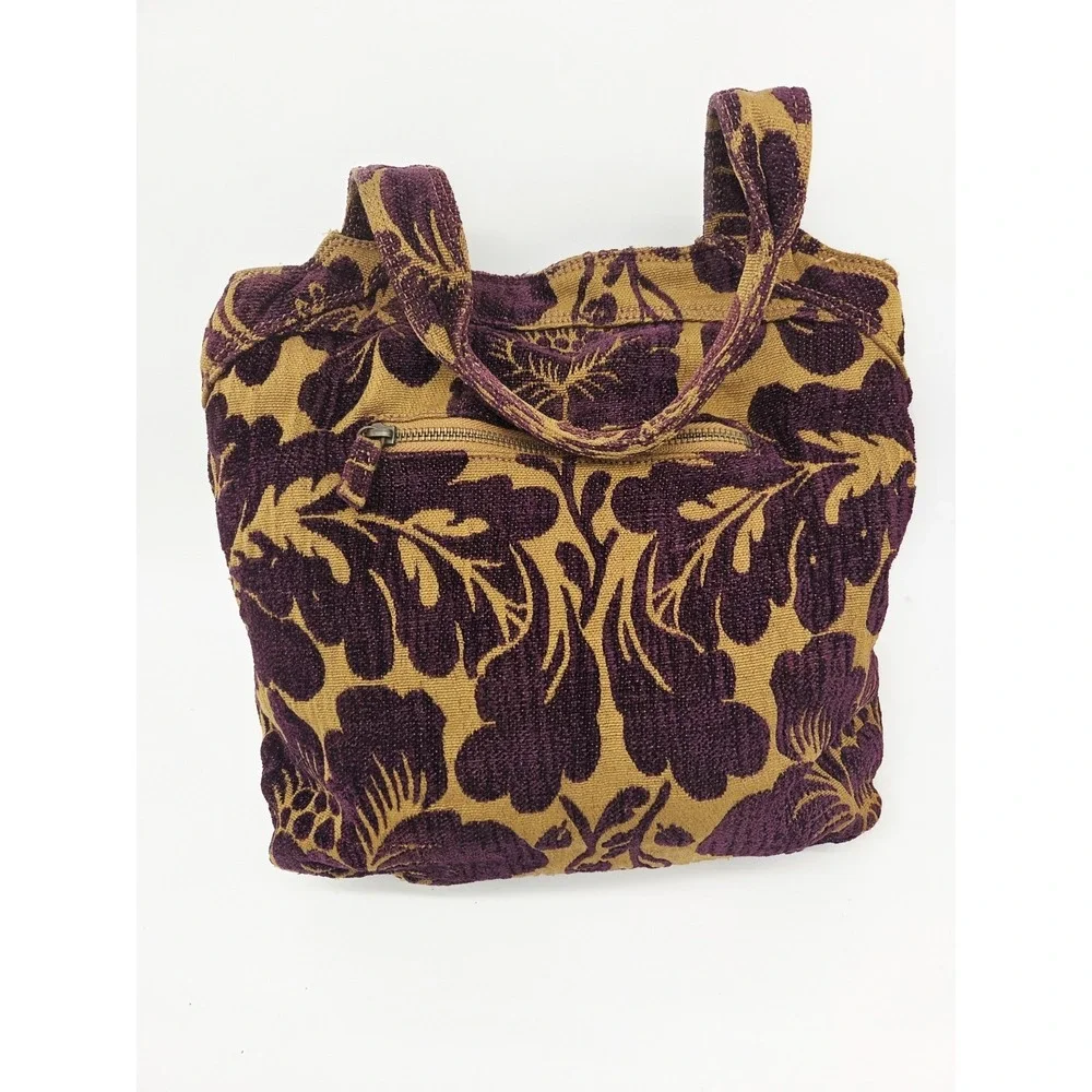 Anthropologie NEST Carpet Bag Hand Yellow Hobo Bohemian Satchel Canvas